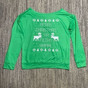 Brand New Merry‎ Christmas Ya Filthy Animal Ugly Christmas Sweater Green Medium